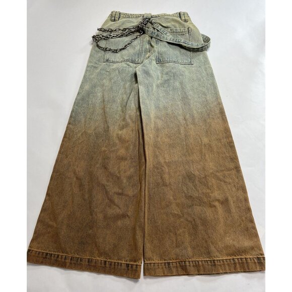 Current Mood Dolls Kills Angry Texts Denim Jeans in Blue Orange - Picture 5 of 7